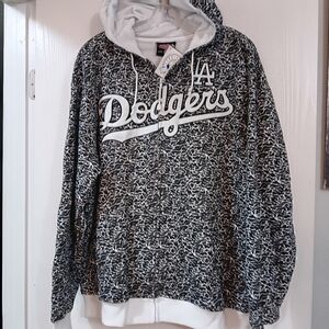 Los Angeles LA Dodgers MLB Full Zip Hoodie Sweatshirt Vintage Stitches size L